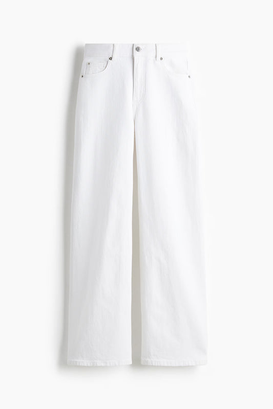 H&M Wide High Waist Jeans in White