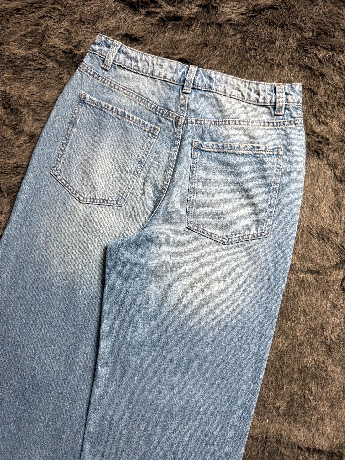 Blue Ripped Knee Wide Leg Adale Jeans by New Look