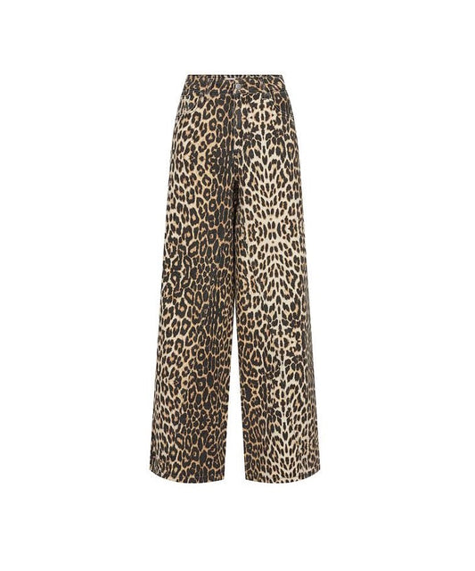 Unisex Leopard Print Wide-leg Pants