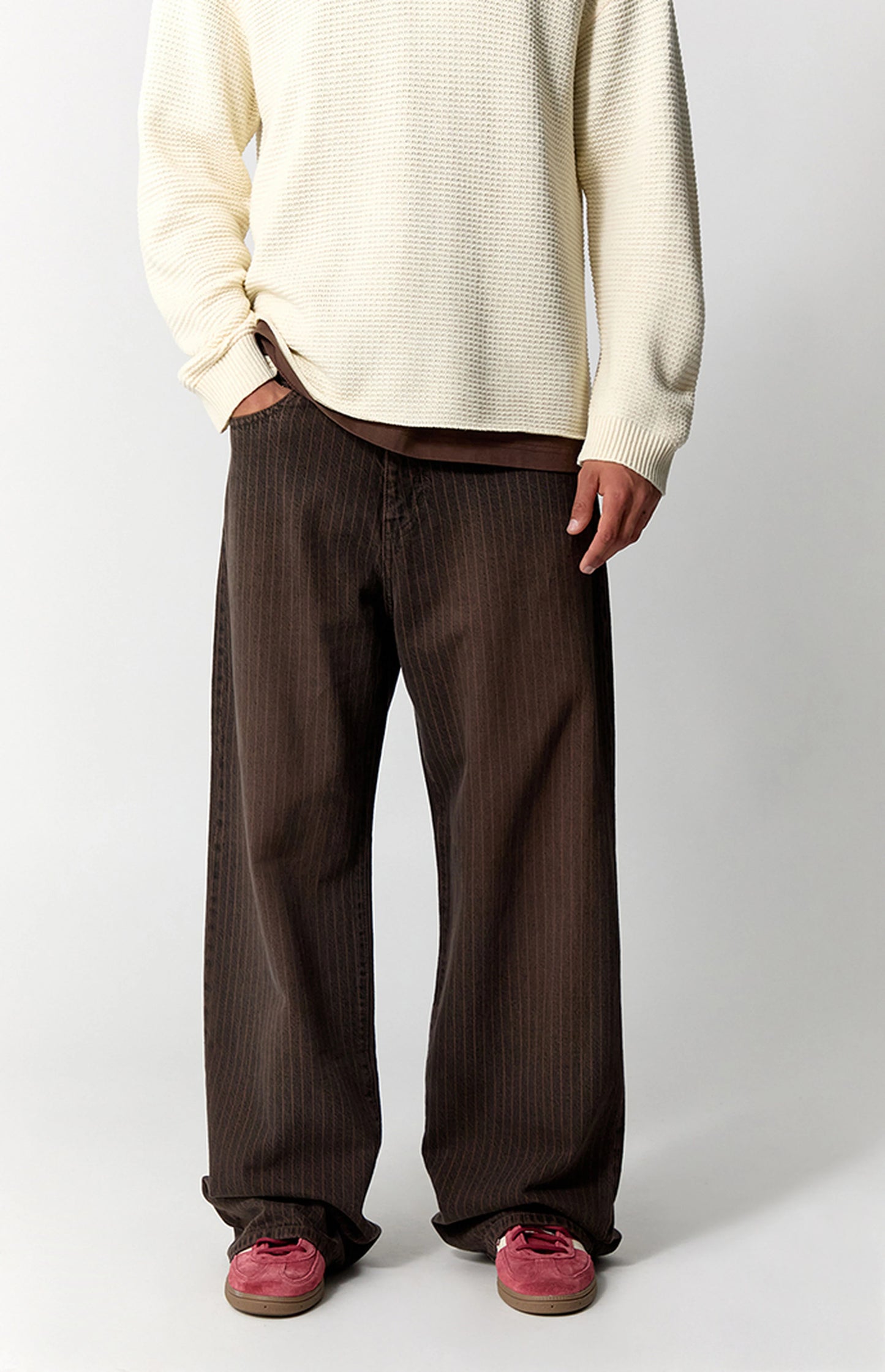Pacsun Extreme Baggy Jeans Brown Pinstripe