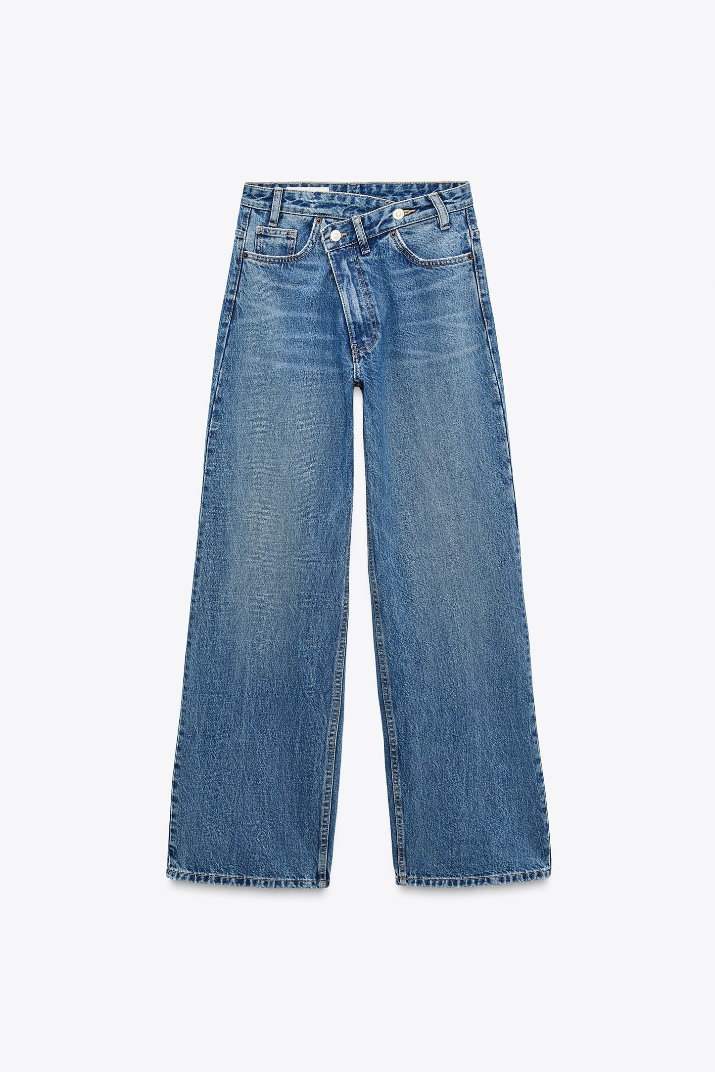 ZARA TRF HIGH-WAIST WIDE LEG CROSSOVER JEANS