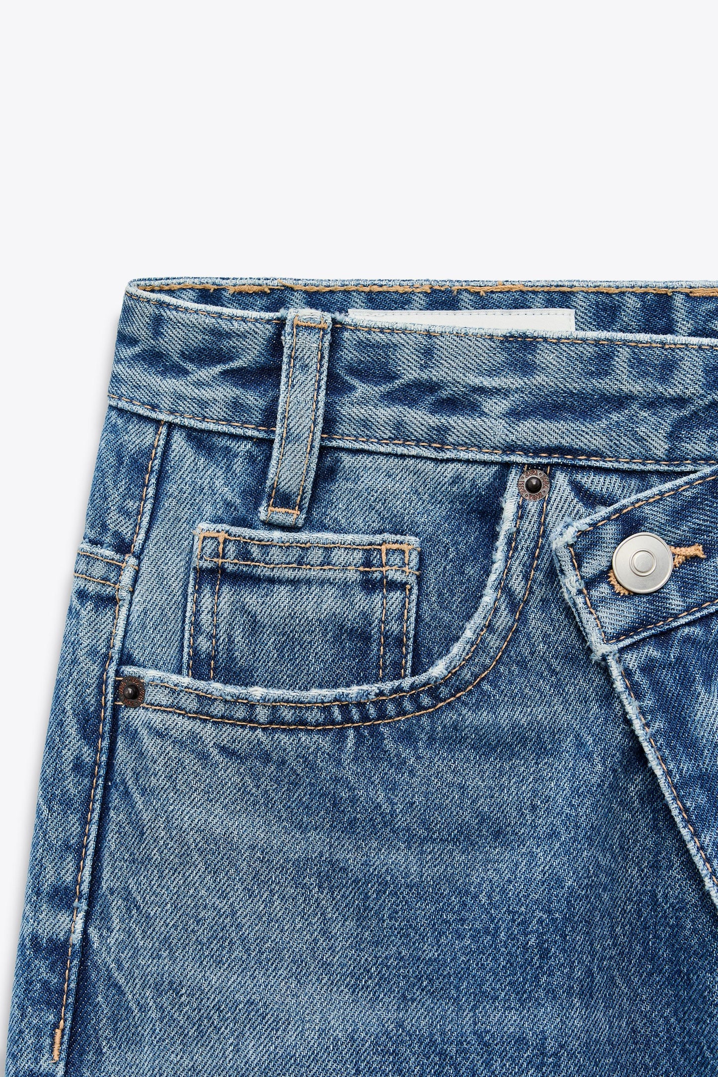 ZARA TRF HIGH-WAIST WIDE LEG CROSSOVER JEANS