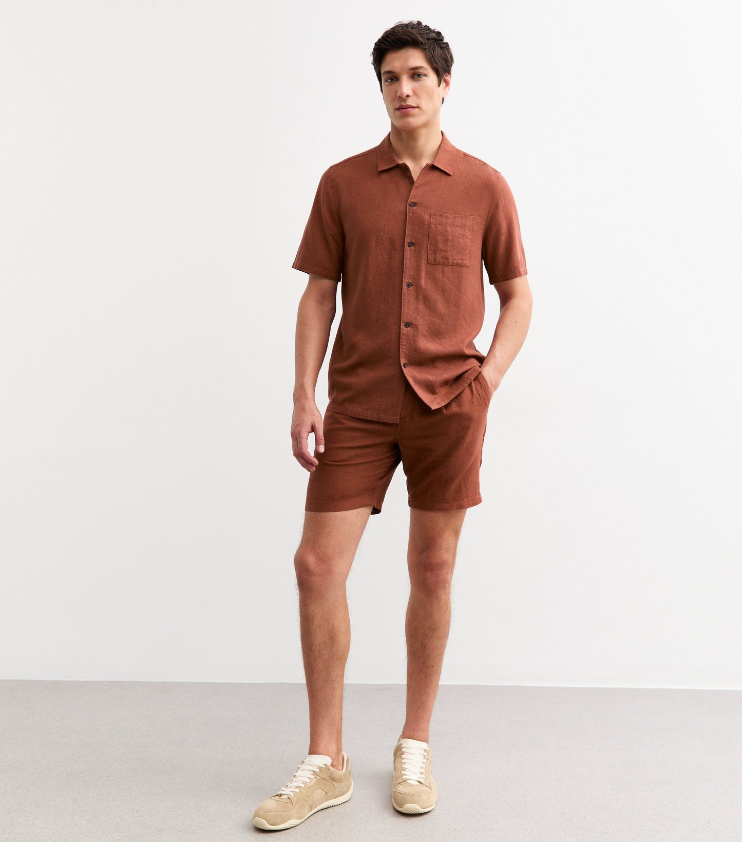 Regular Pleated Linen Blend Shorts by New Look