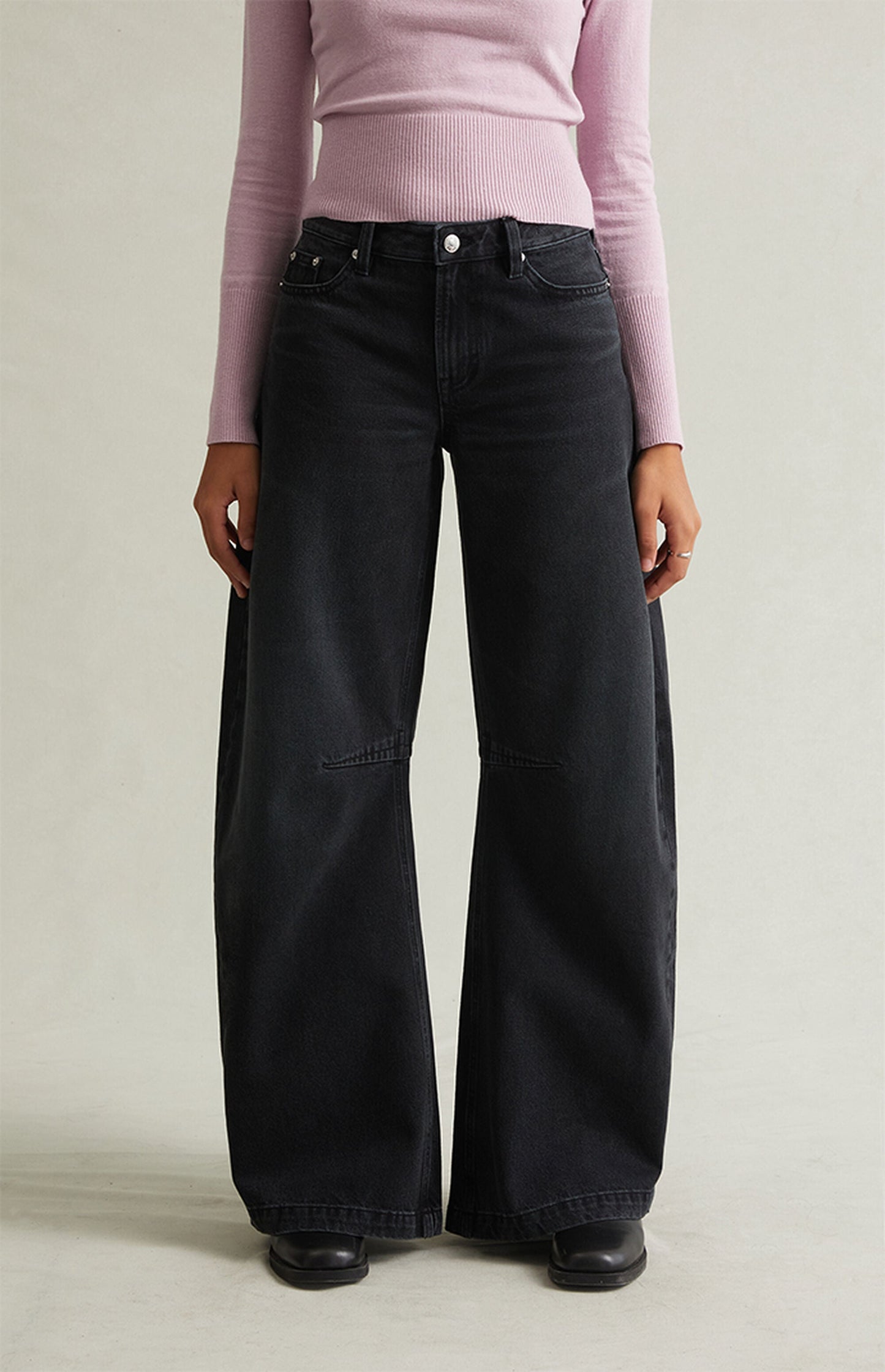 Pacsun Baggy Barrel Jeans Knee Dart Black
