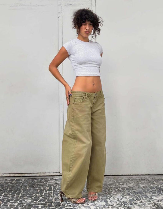 BERSHKA BARREL FIT PANTS