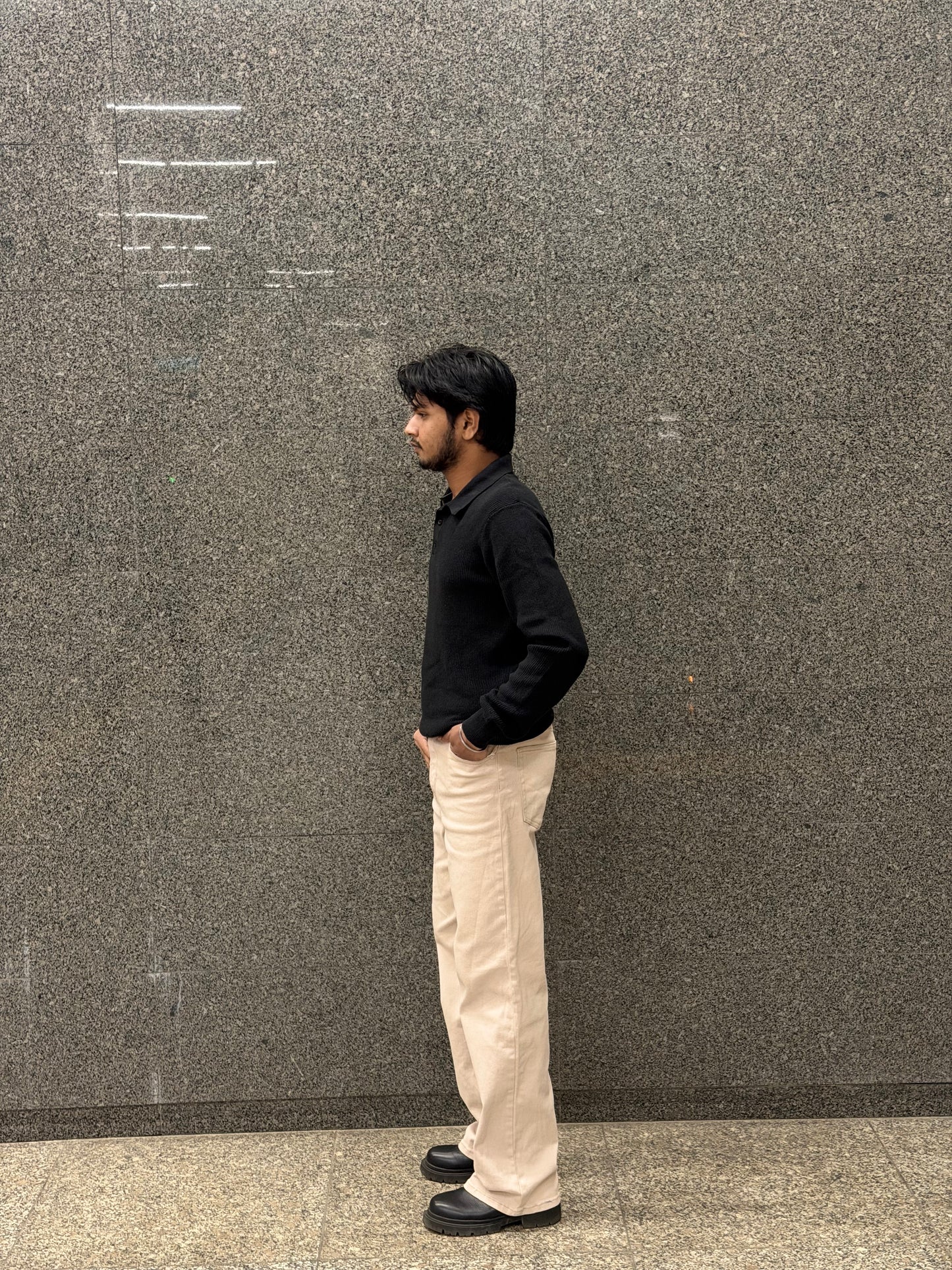 H&M straight-fit beige pants