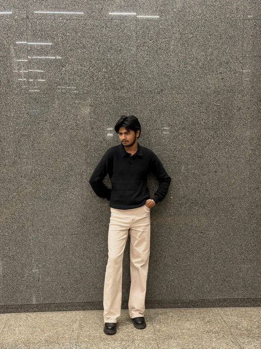 H&M straight-fit beige pants