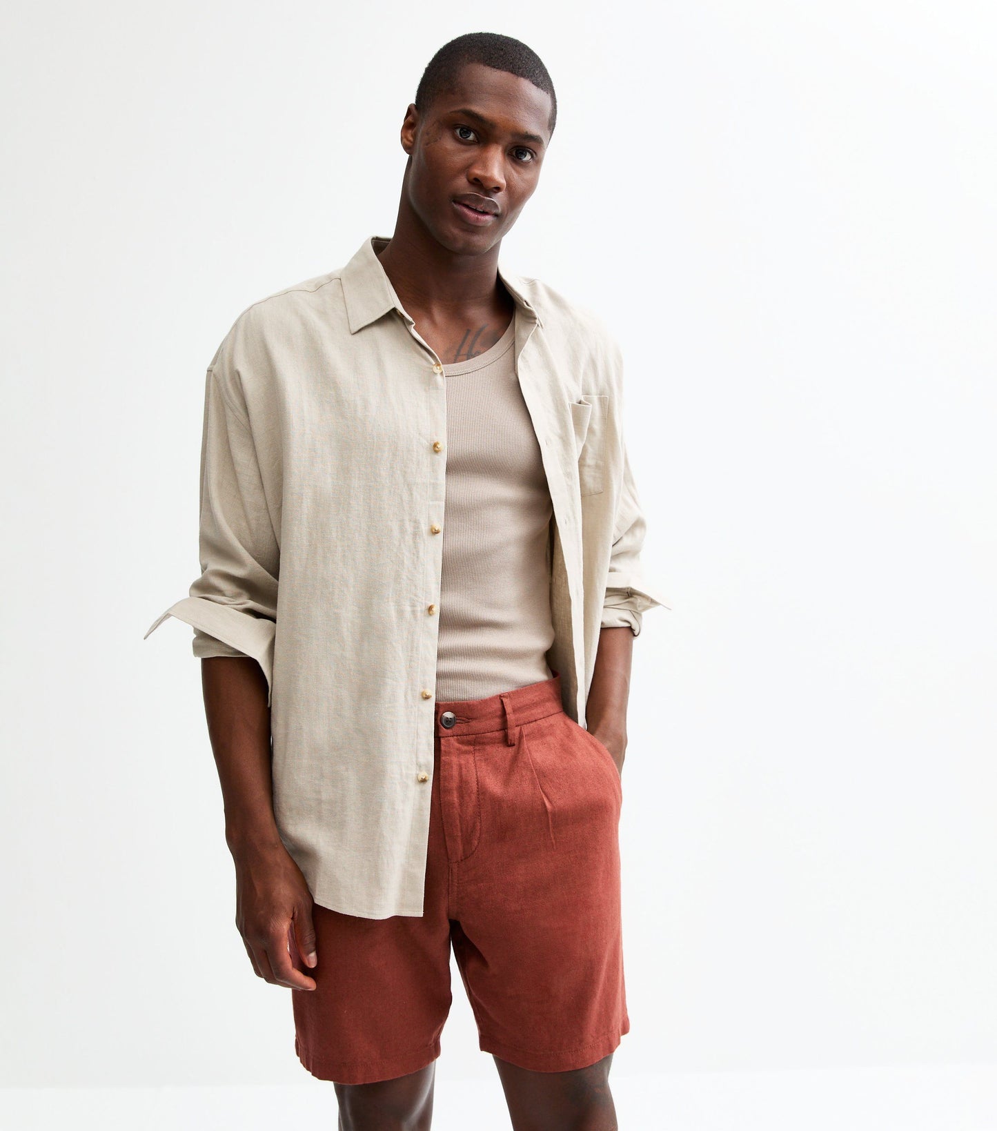 Regular Pleated Linen Blend Shorts by New Look