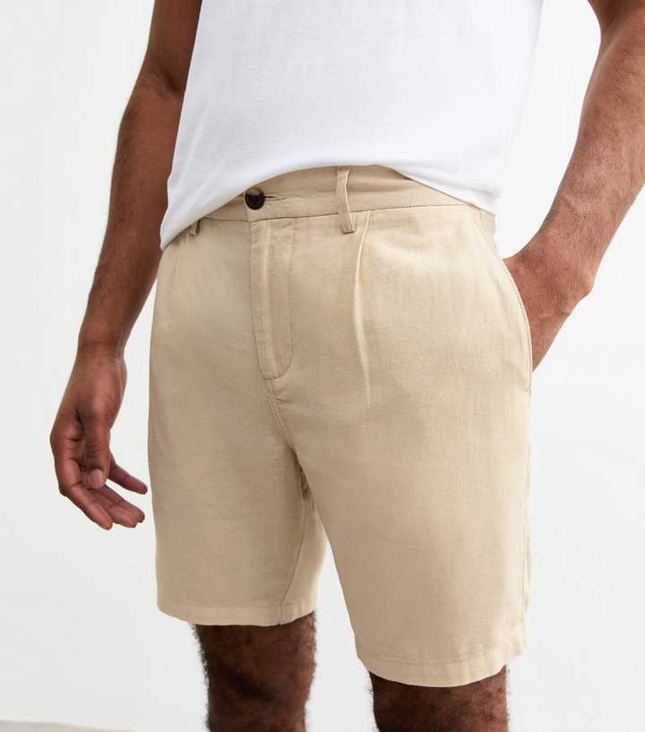 Regular Pleated Linen Blend Shorts by New Look