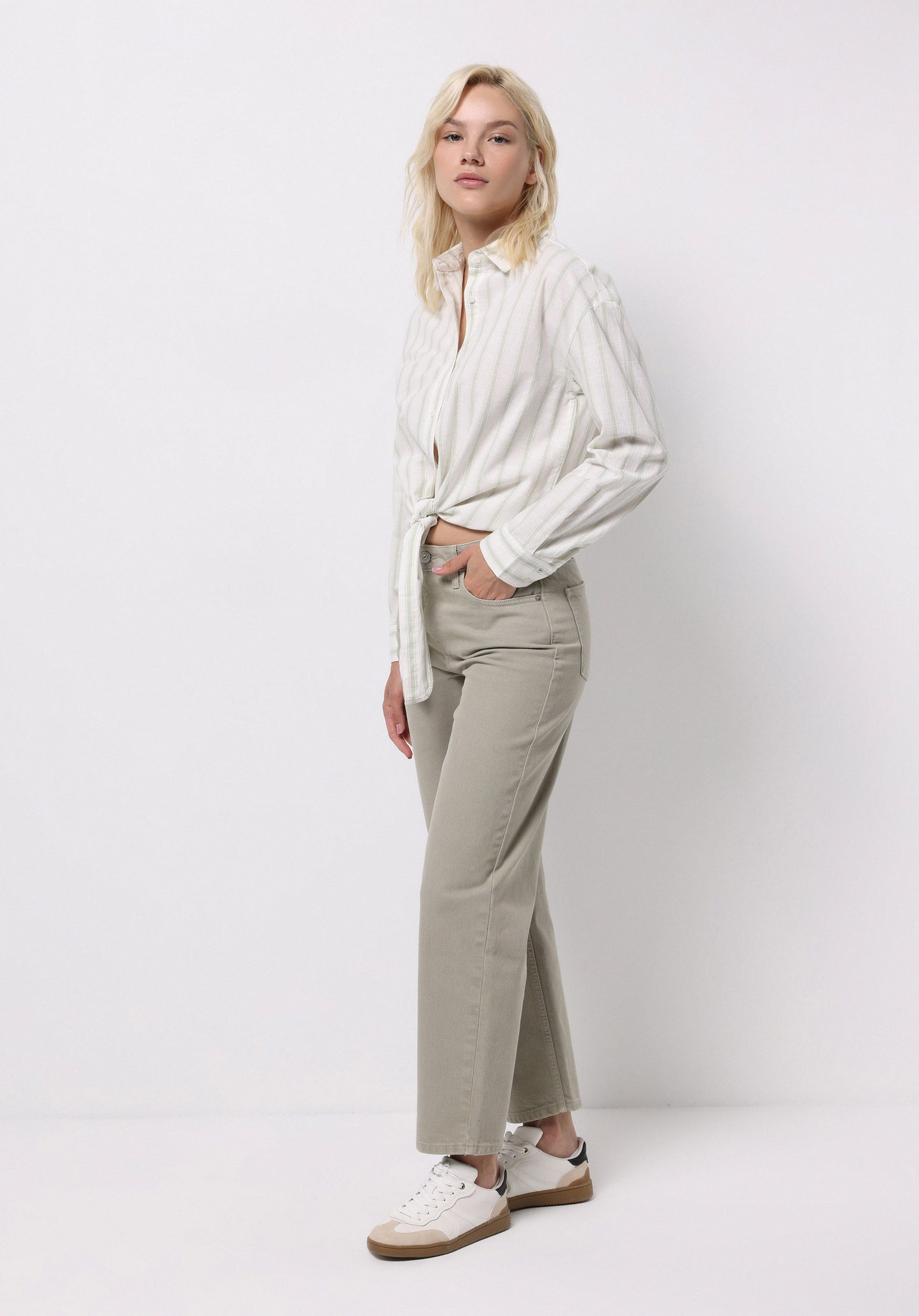 Barrel Fit High Waist Straight Leg Women's Green Pants