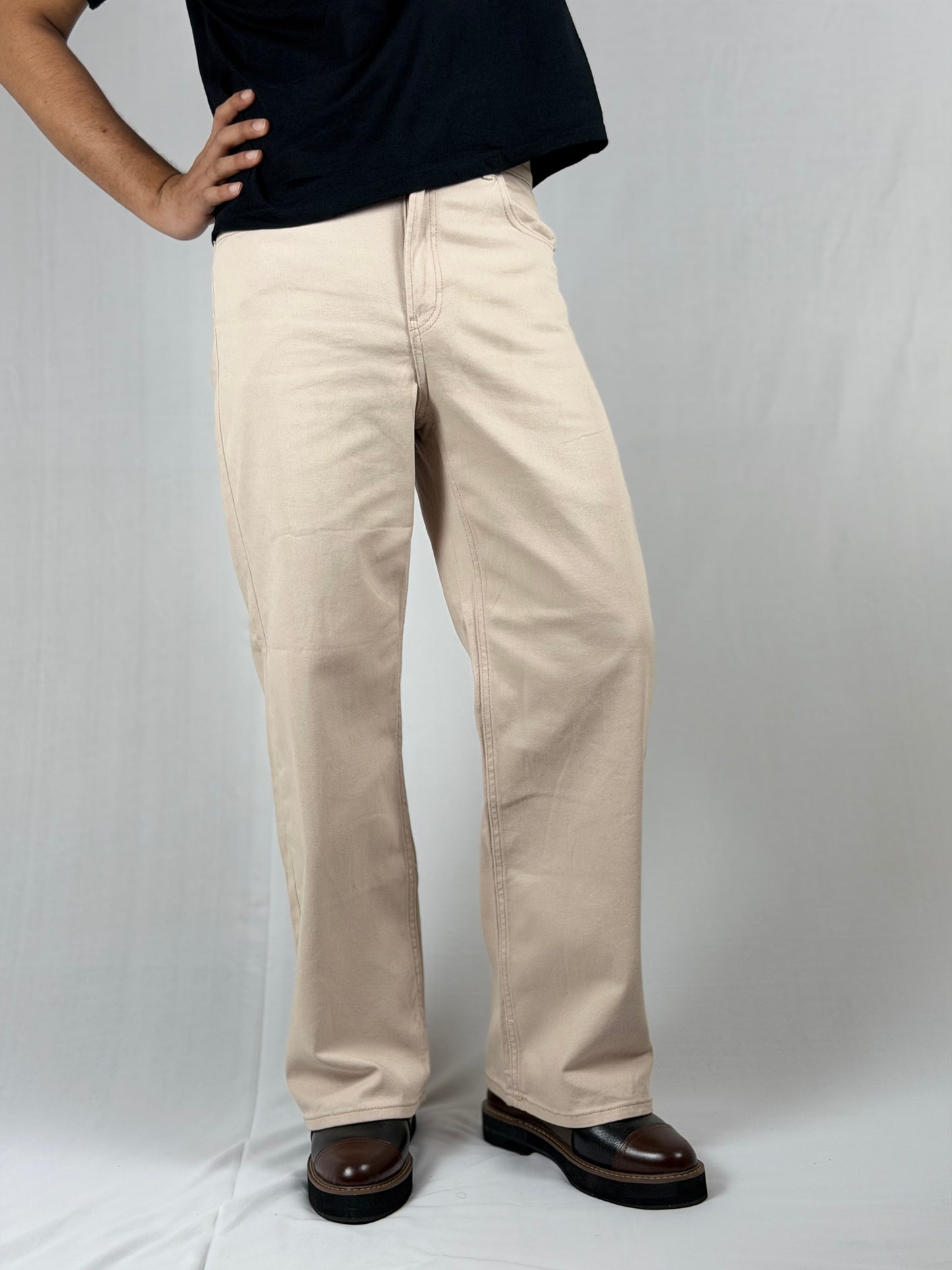 H&M straight-fit beige pants
