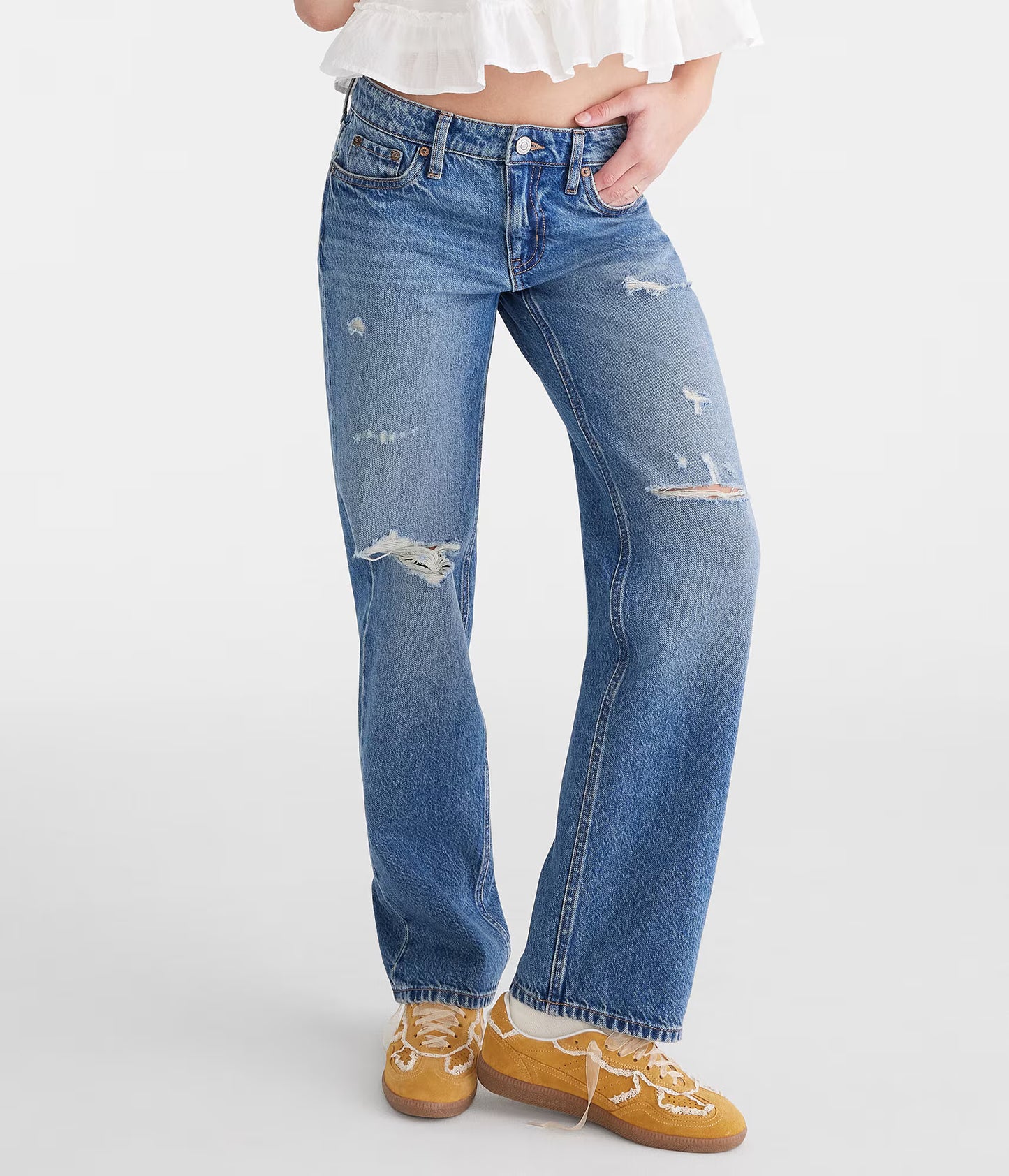 Aeropostale Low-Rise Relaxed Straight Leg Jeans