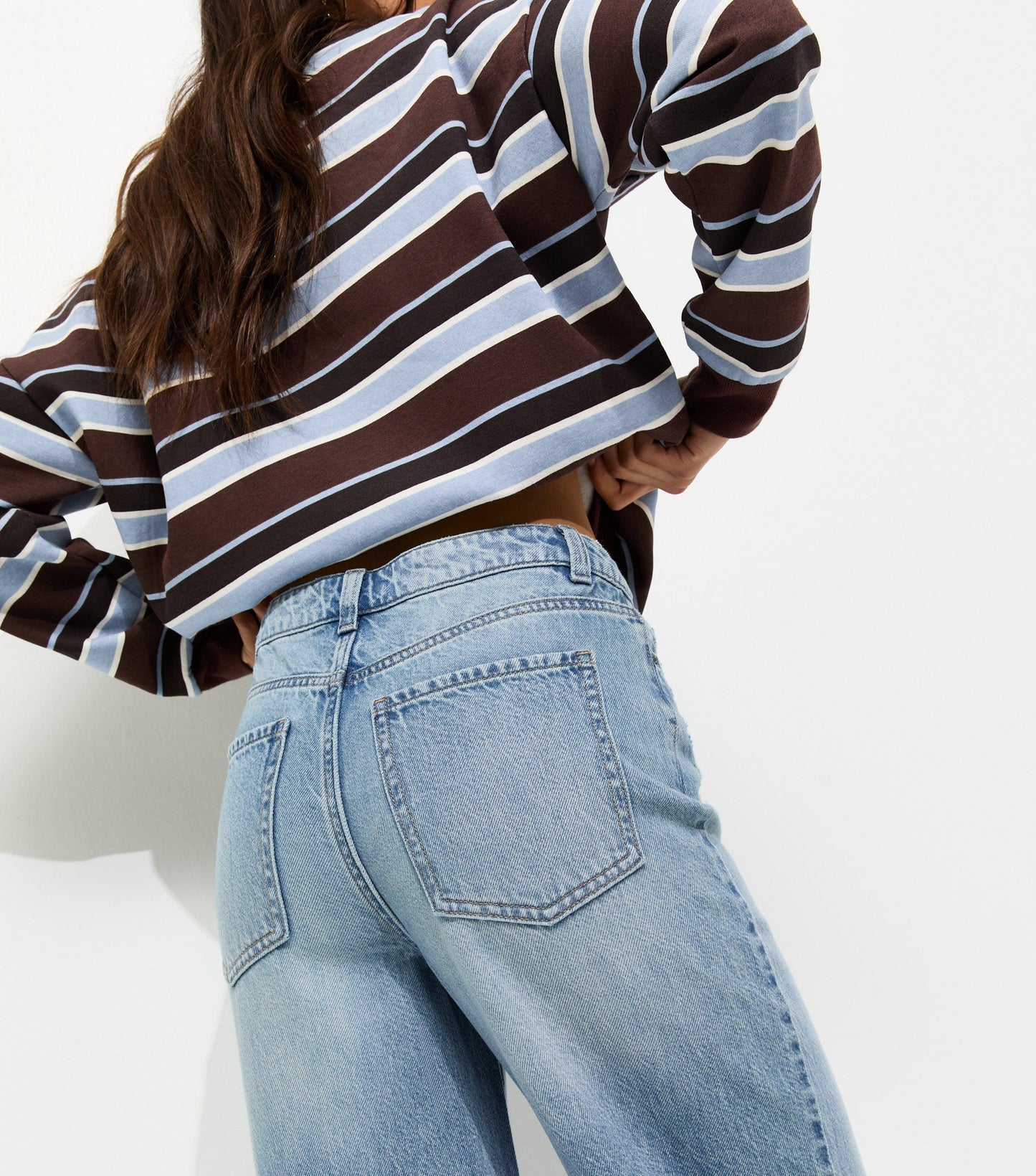 Blue Ripped Knee Wide Leg Adale Jeans by New Look