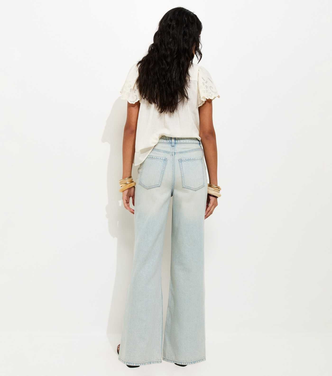 Light Blue Ripped Knee Wide Leg Adalae Jeans by New Look