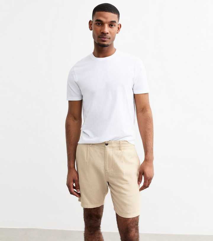 Regular Pleated Linen Blend Shorts by New Look