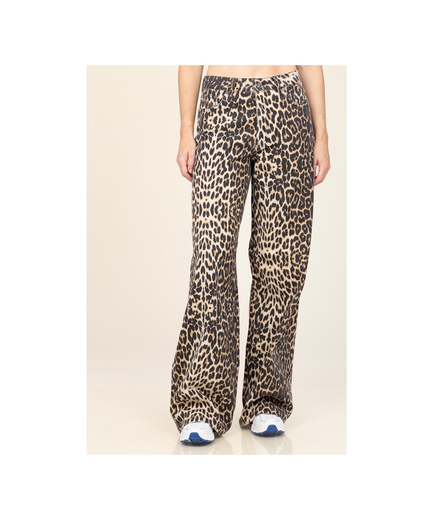 Unisex Leopard Print Wide-leg Pants