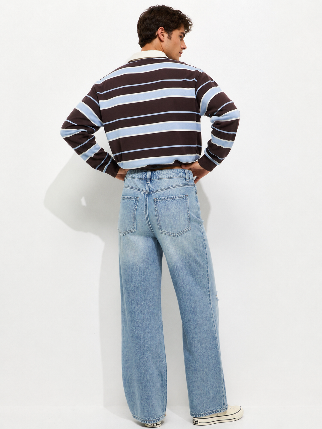 Blue Ripped Knee Wide Leg Adale Jeans by New Look