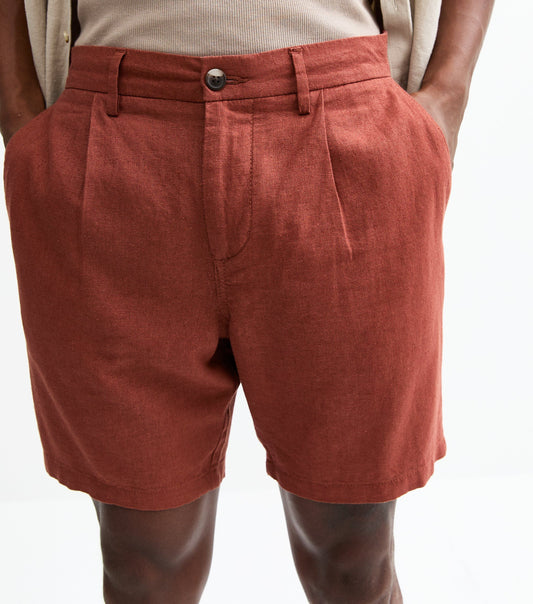 Regular Pleated Linen Blend Shorts by New Look