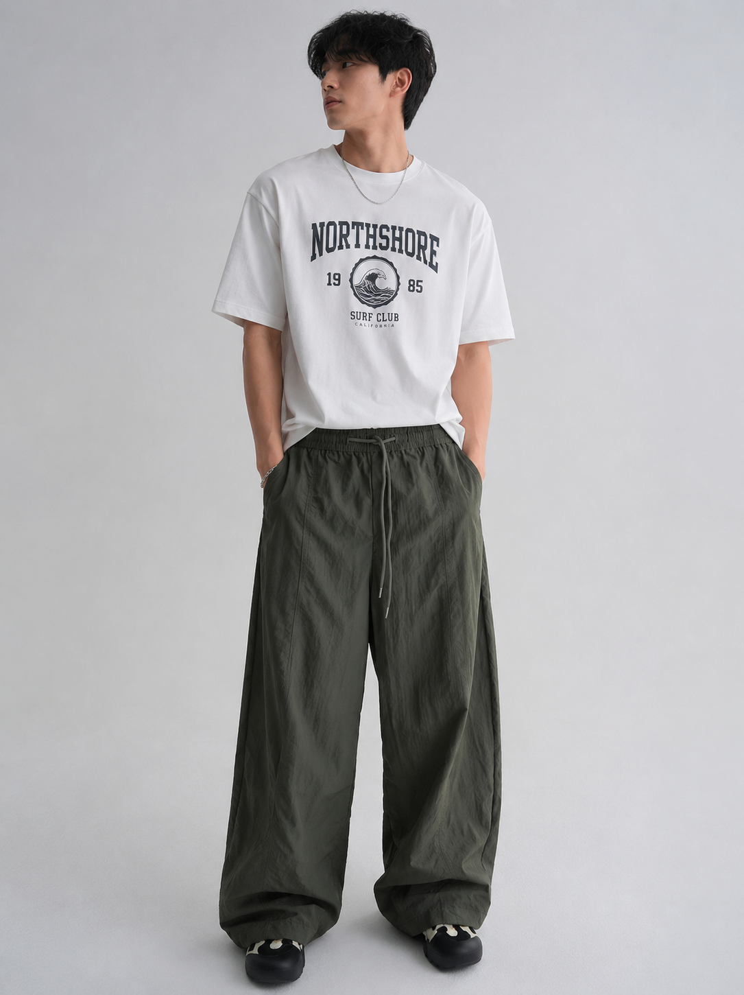 Nylon Balloon Fit Elastic Waist Pants by 8 Seconds