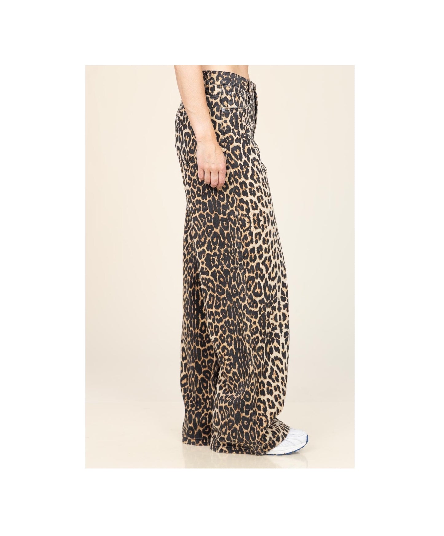 Unisex Leopard Print Wide-leg Pants
