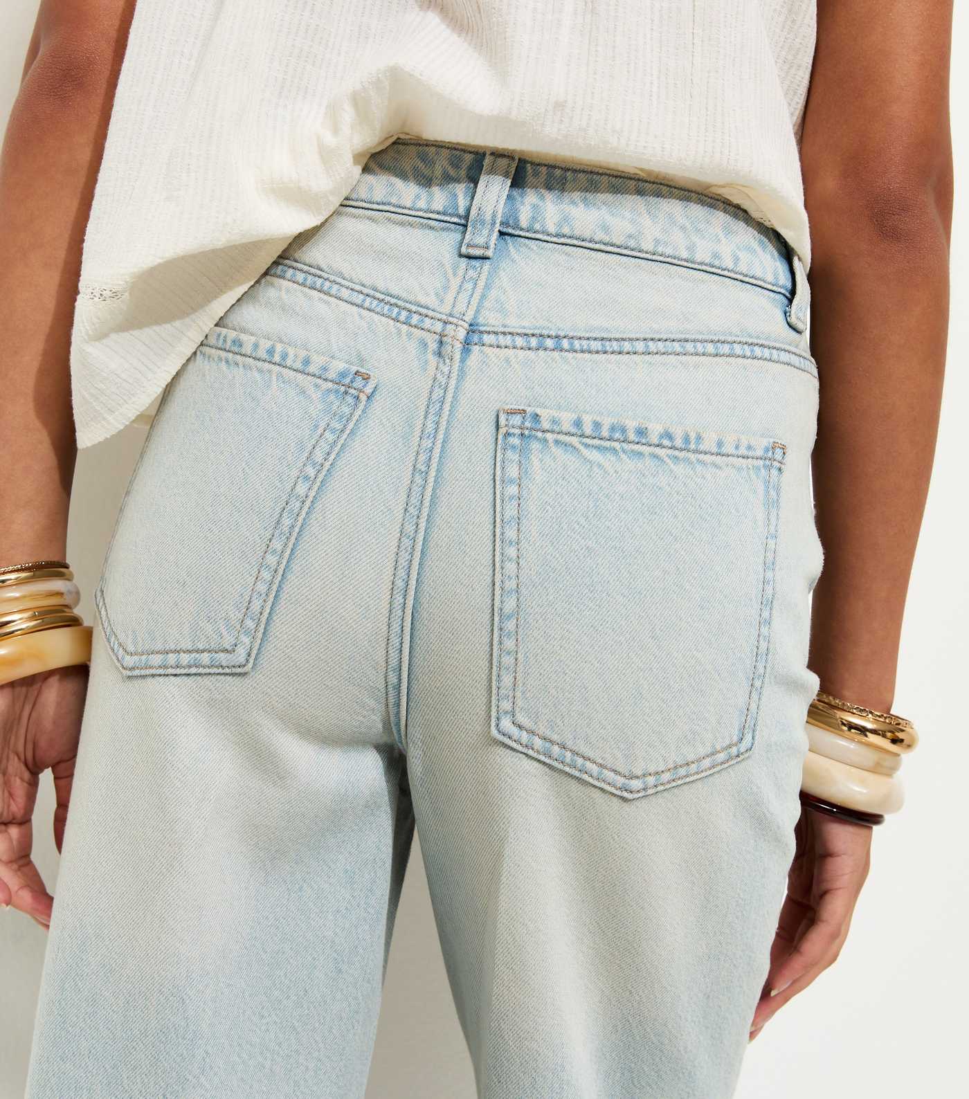 Light Blue Ripped Knee Wide Leg Adalae Jeans by New Look