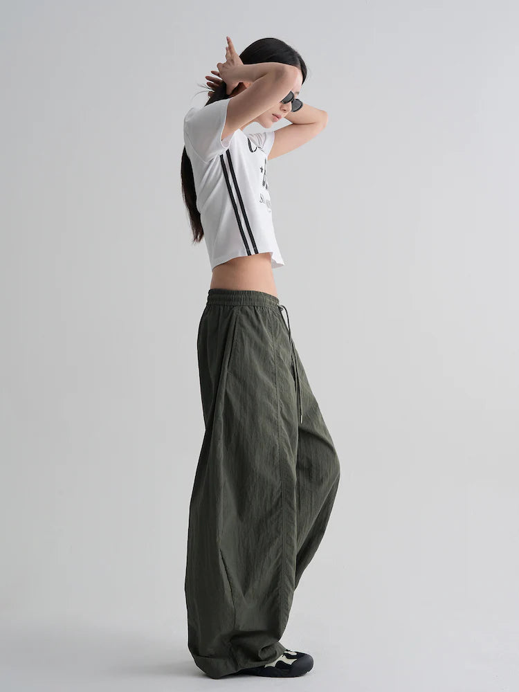 Nylon Balloon Fit Elastic Waist Pants by 8 Seconds