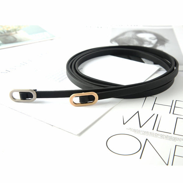 Pearl Buckle No-Hole Skinny Belt
