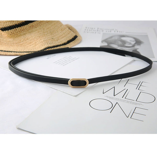 Pearl Buckle No-Hole Skinny Belt