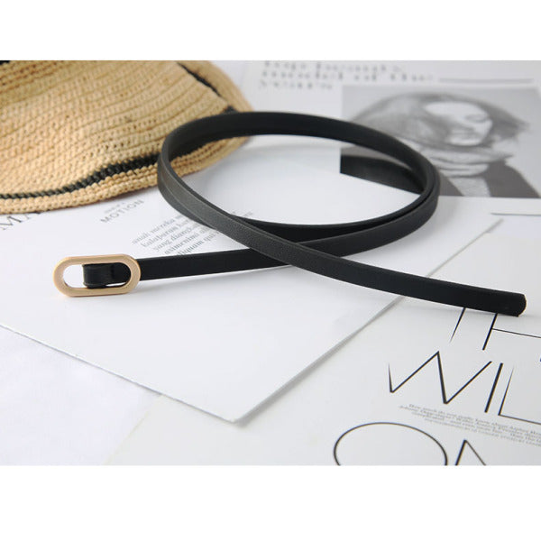 Pearl Buckle No-Hole Skinny Belt