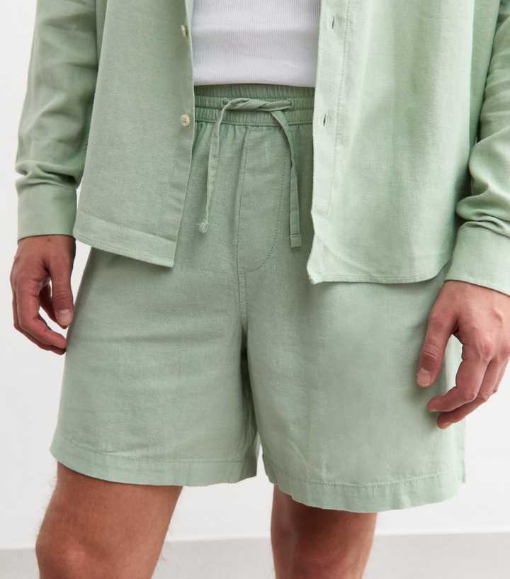 Regular Linen Blend Drawstring Waist Shorts by New Look