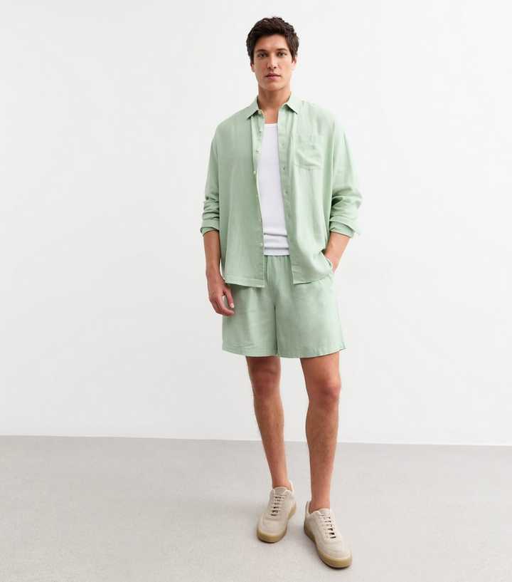 Regular Linen Blend Drawstring Waist Shorts by New Look