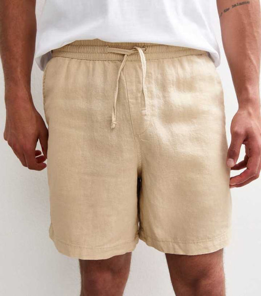 Regular Linen Blend Drawstring Waist Shorts by New Look